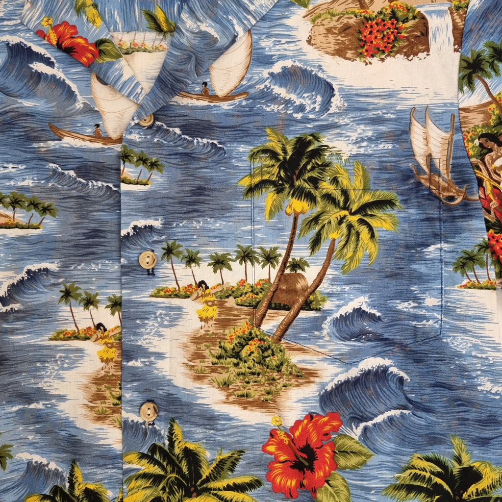 RJC Aloha Hawaiian Hibiscus & Palm Print Shirt | Preloved