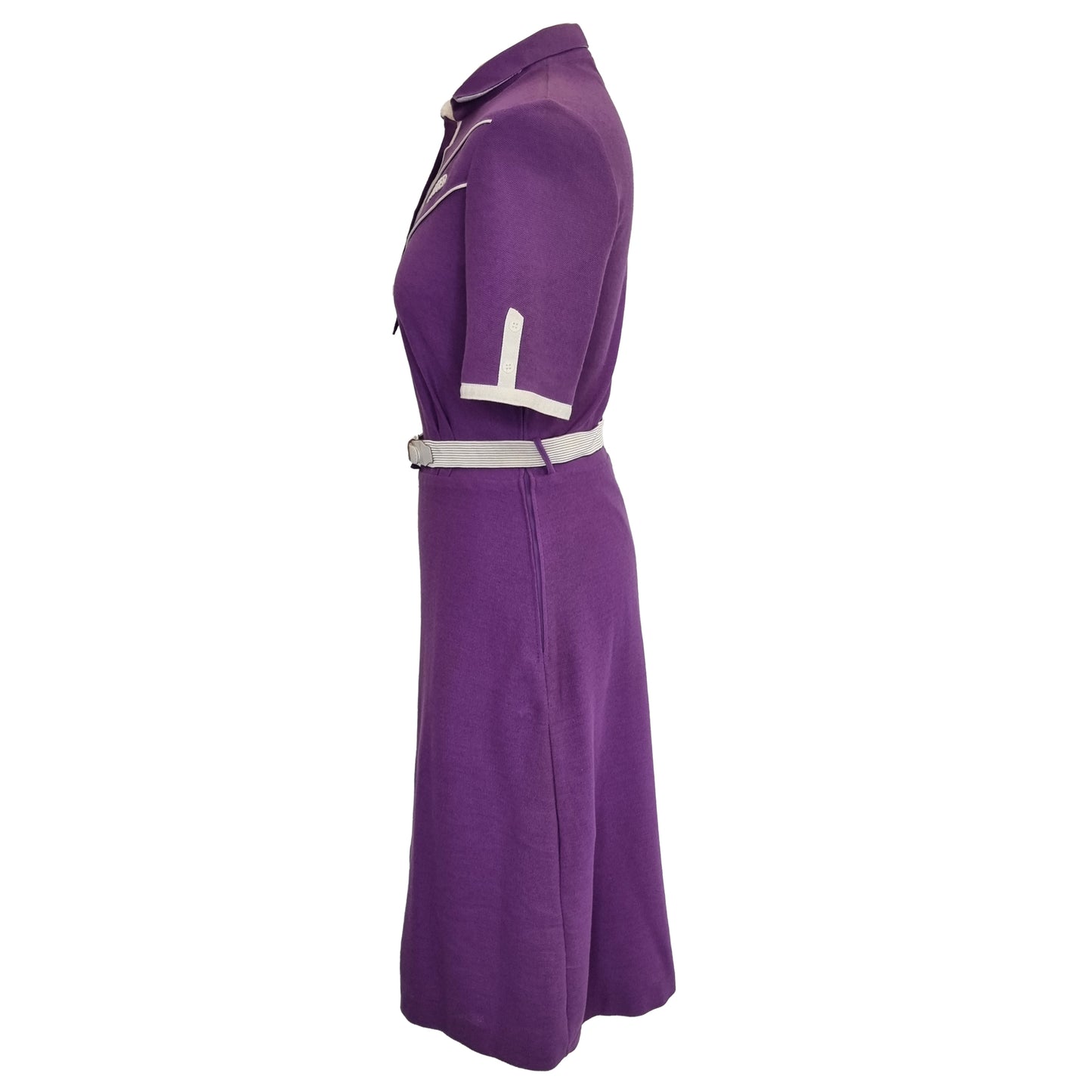 1970’s Purple Cotton Piqué Jogger Polo Dress With Belt | Vintage