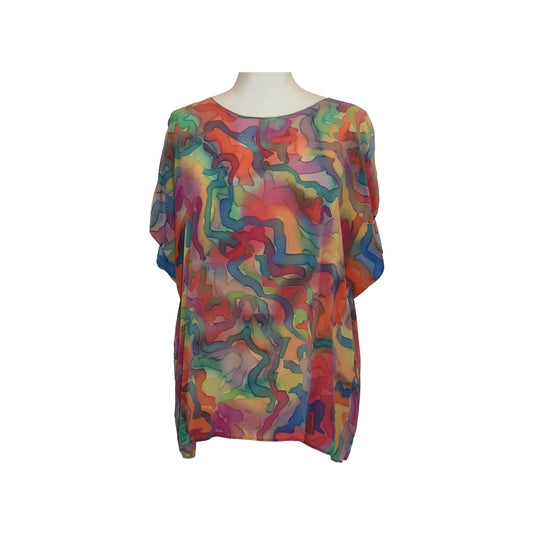 1990’s Colourful Squiggle Print Silk Top  | Preloved